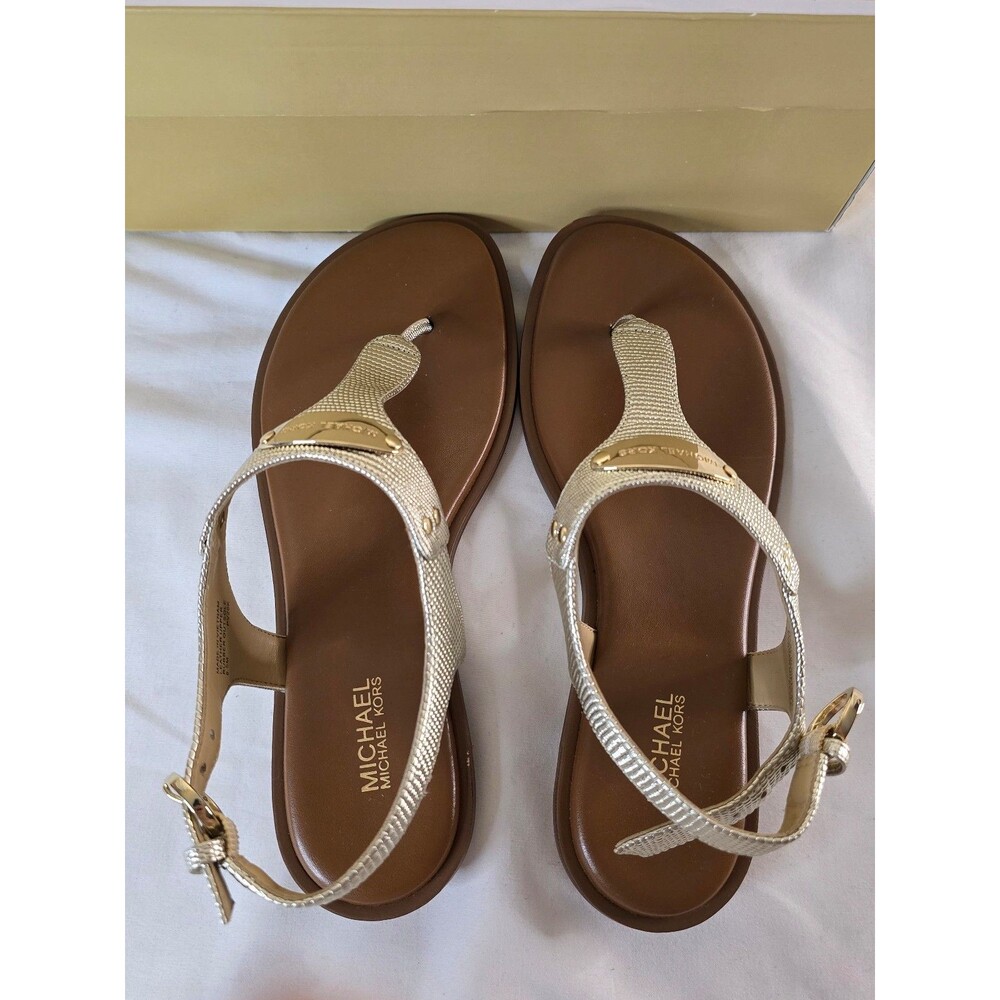 Michael Kors Women's MK Plate Flat Thong Sandals Size 6.5m - Picture 3 of 8